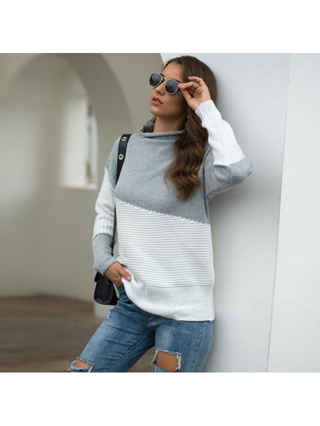 Sleeve crimp half high collar sweater fashion outfits