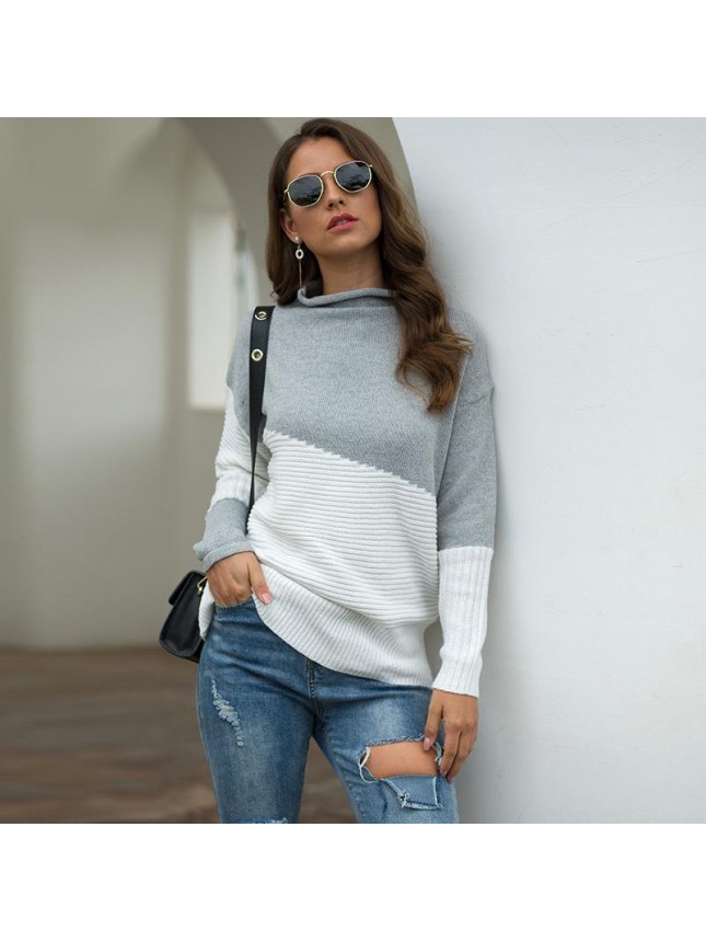Sleeve crimp half high collar sweater fashion outfits
