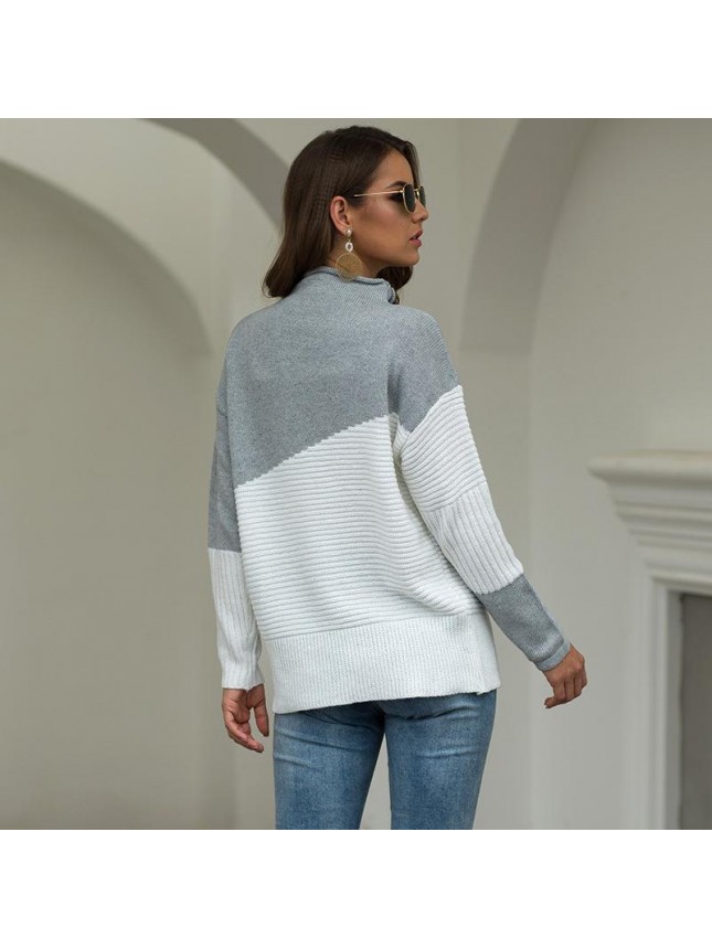 Sleeve crimp half high collar sweater fashion outfits