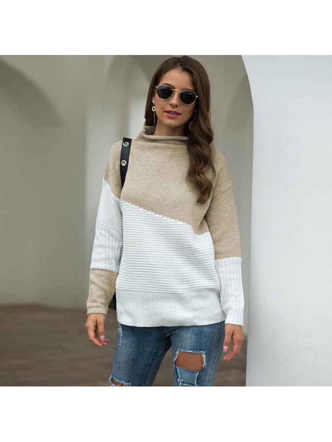Sleeve crimp half high collar sweater fashion outfits