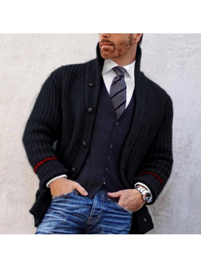 Solid and semi high collar sweater button fashion outfits