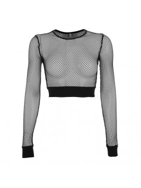 Mesh hollow short pointer T shirt bottoming top