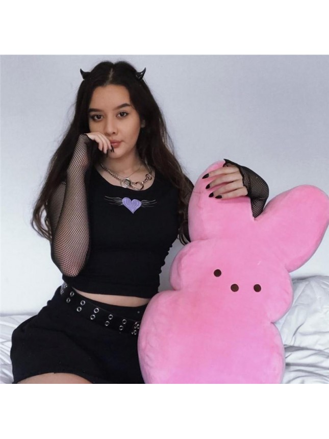 Mesh hollow short pointer T shirt bottoming top