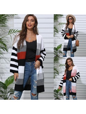 Striped splicing sweater fashion outfits