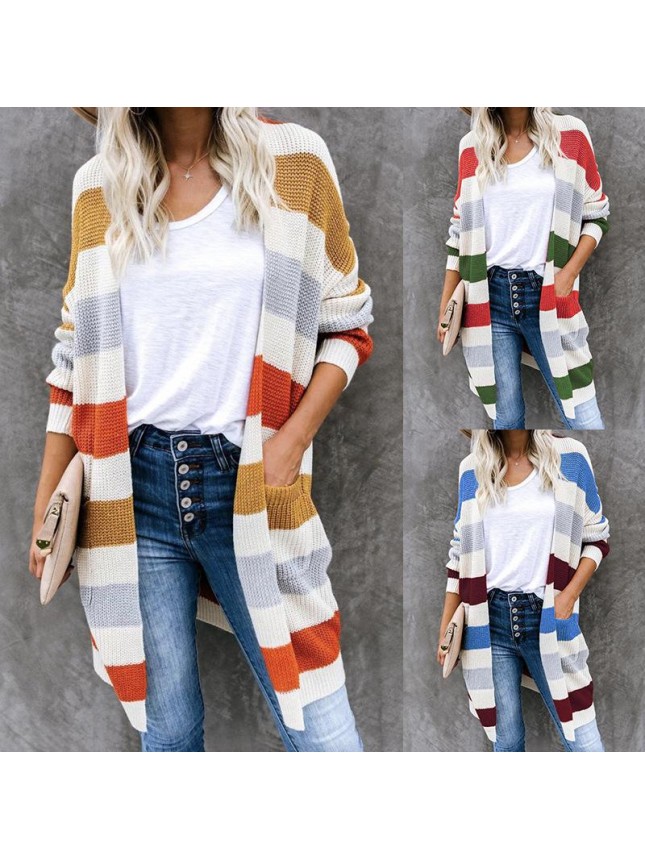 Striped splicing sweater fashion outfits