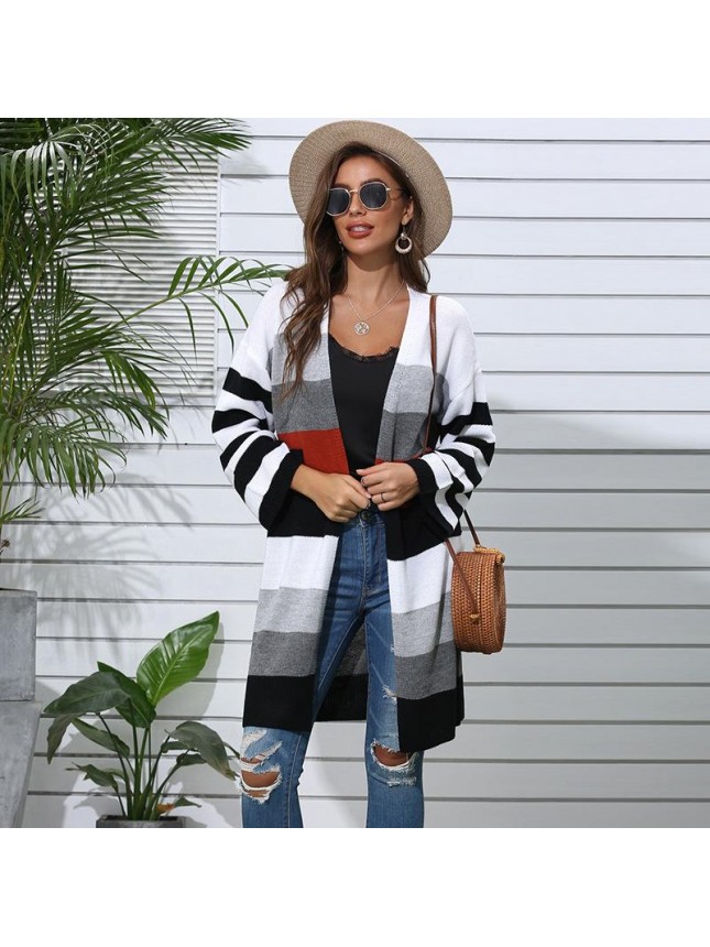 Striped splicing sweater fashion outfits