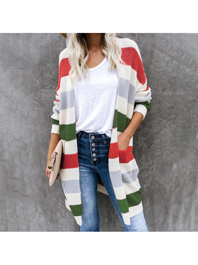 Striped splicing sweater fashion outfits
