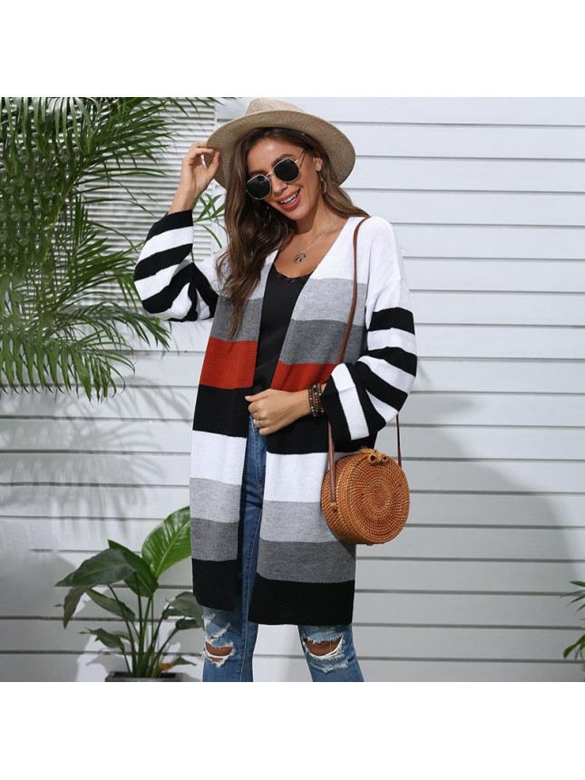 Striped splicing sweater fashion outfits