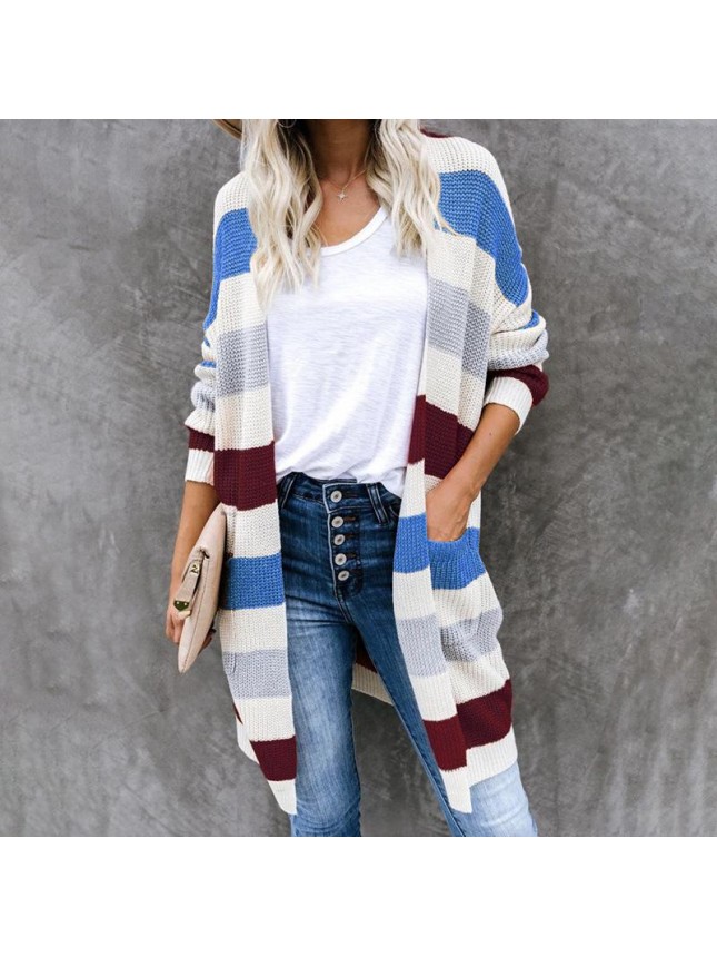 Striped splicing sweater fashion outfits