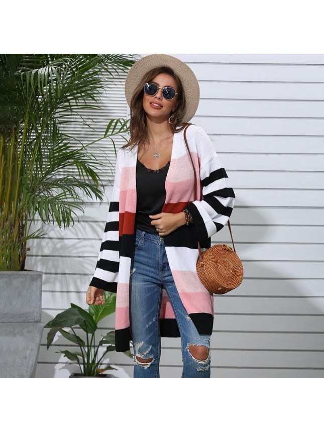 Striped splicing sweater fashion outfits