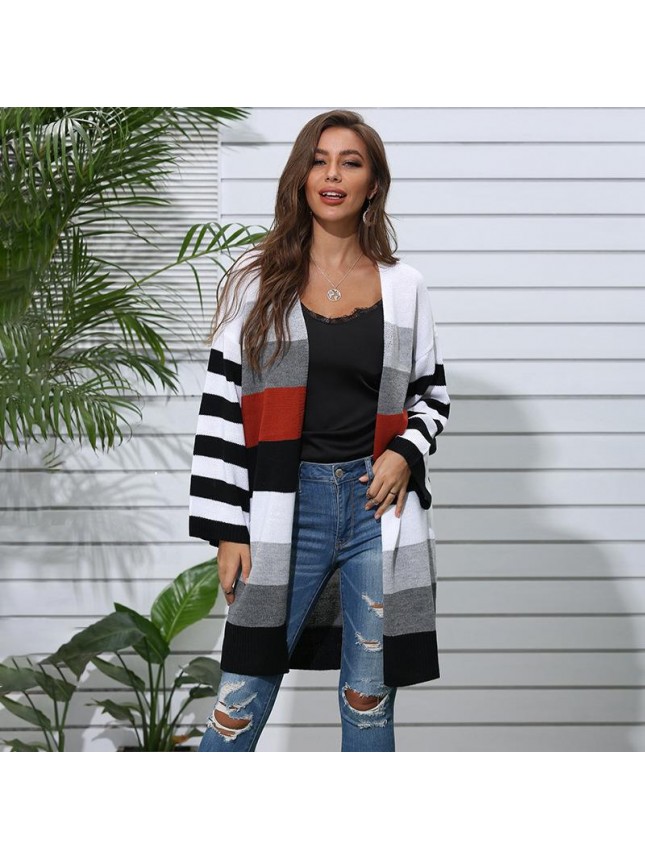 Striped splicing sweater fashion outfits