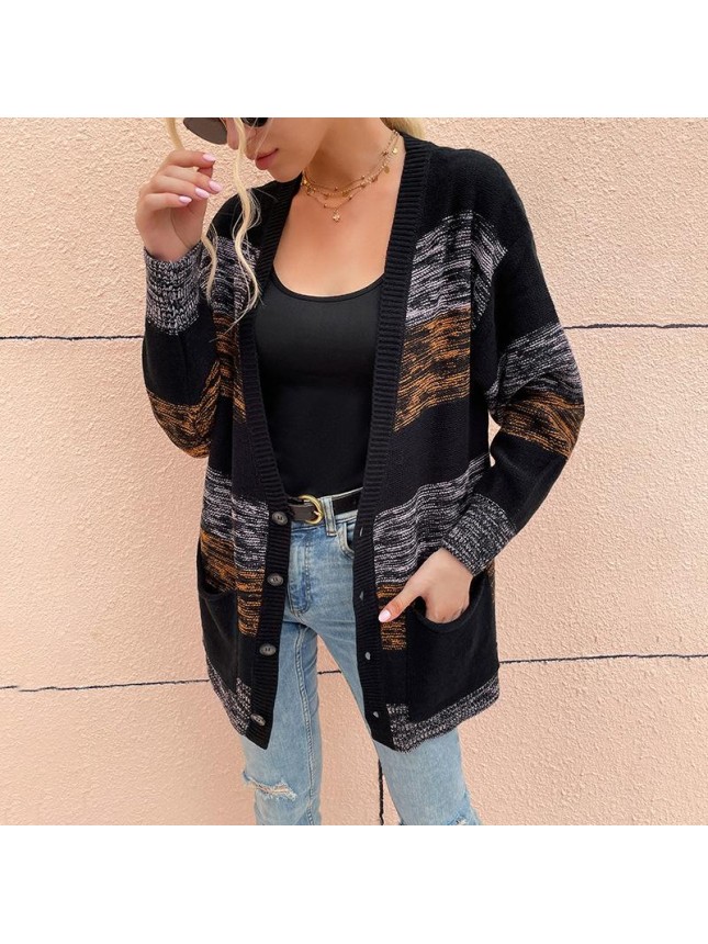 Striped button sweater jacket fashion outfits