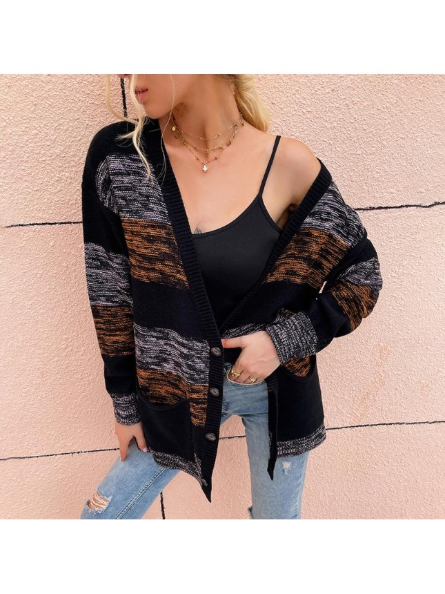Striped button sweater jacket fashion outfits