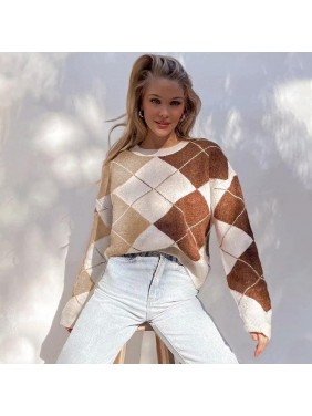 Stitching Lingge Radi Knitting Commuter OL large size sweater fashion outfits