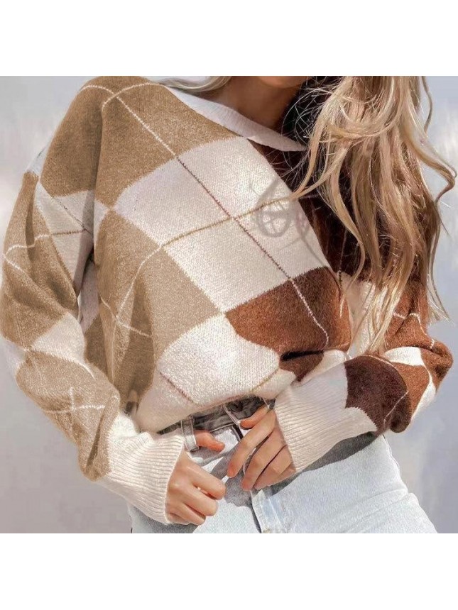 Stitching Lingge Radi Knitting Commuter OL large size sweater fashion outfits