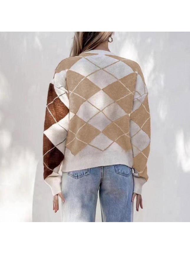 Stitching Lingge Radi Knitting Commuter OL large size sweater fashion outfits