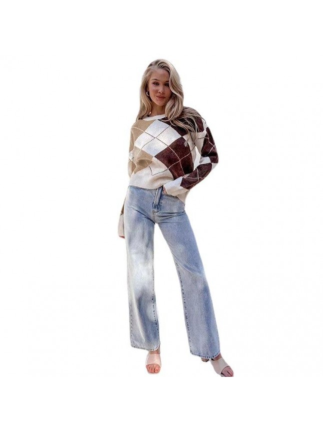 Stitching Lingge Radi Knitting Commuter OL large size sweater fashion outfits