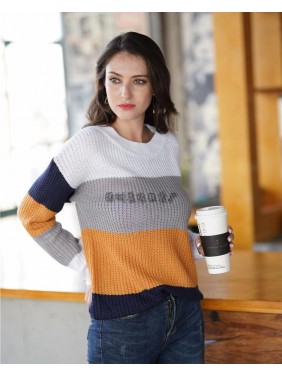 Striped sweater loose large size rainbow sweater fashion outfits