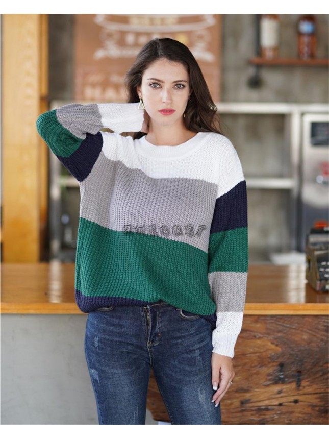 Striped sweater loose large size rainbow sweater fashion outfits