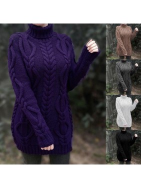 Sweater high collar needle sweater fashion outfits