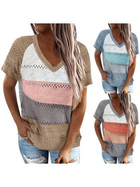 Striped color matching fashion outfits