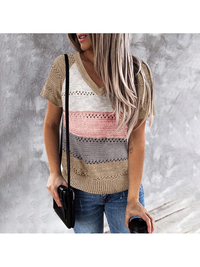Striped color matching fashion outfits