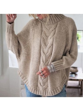 Sweater high collar bat sleeve fashion outfits