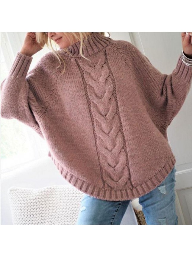 Sweater high collar bat sleeve fashion outfits