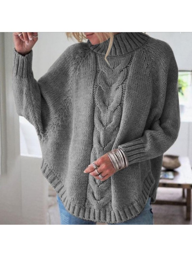 Sweater high collar bat sleeve fashion outfits