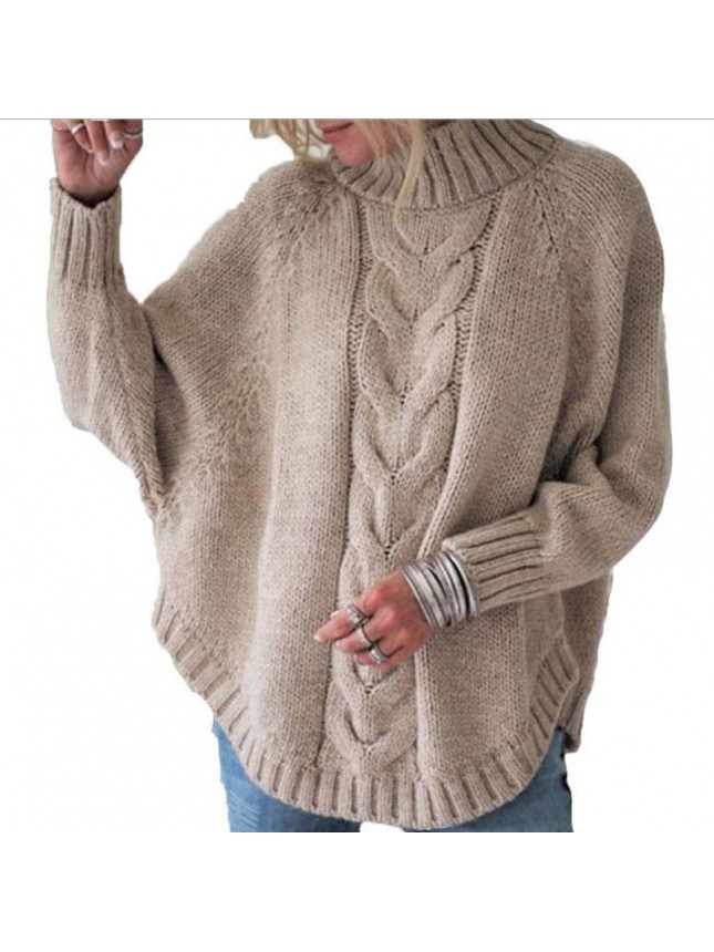 Sweater high collar bat sleeve fashion outfits