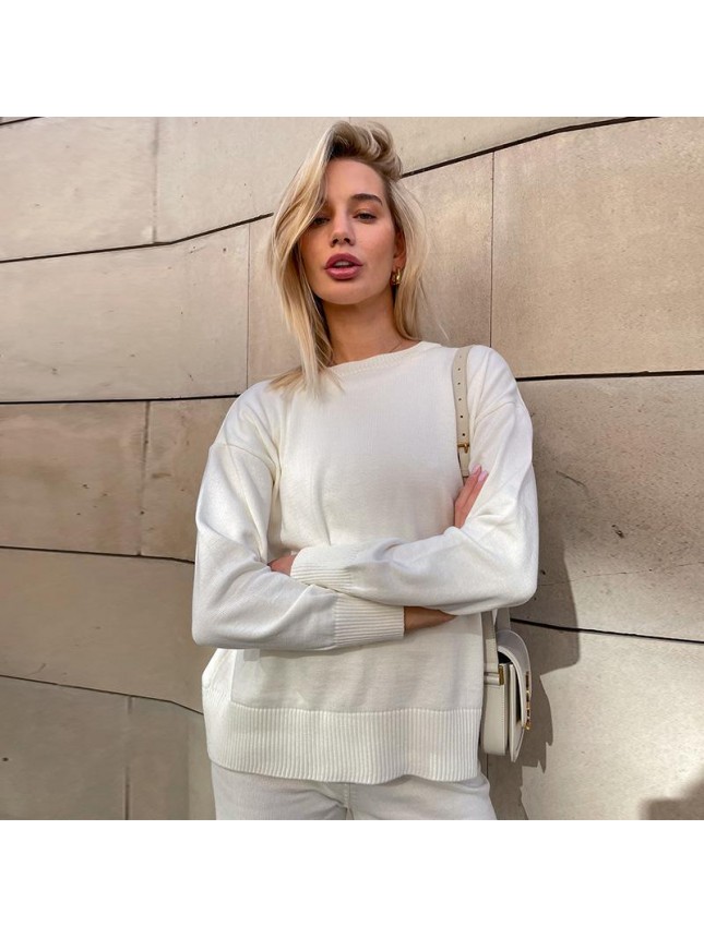 Surface color sweater sleeve package coreknitted thin shared blouse pants two piece set fashion outfits