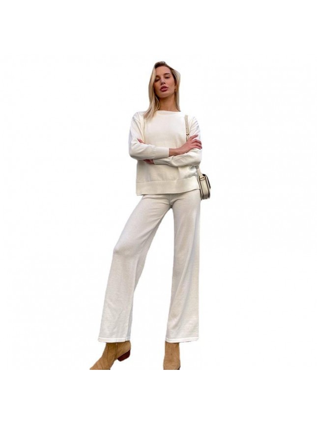 Surface color sweater sleeve package coreknitted thin shared blouse pants two piece set fashion outfits