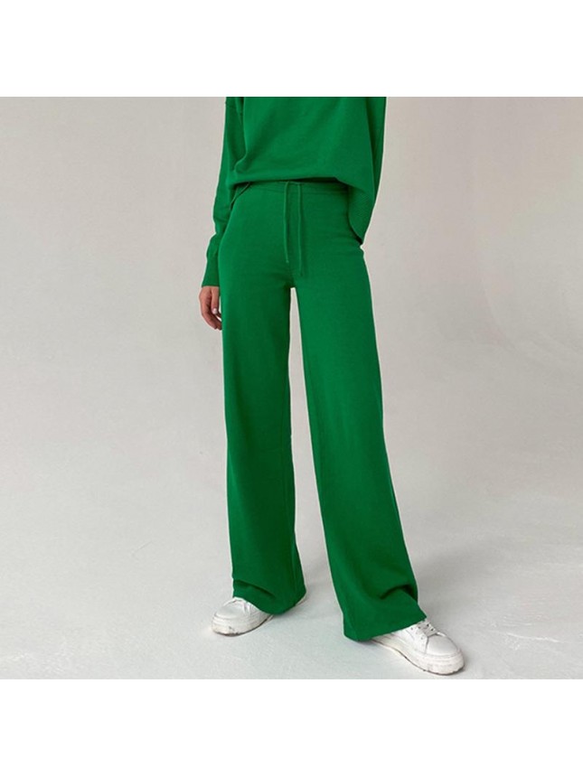 Surface color sweater sleeve package coreknitted thin shared blouse pants two piece set fashion outfits