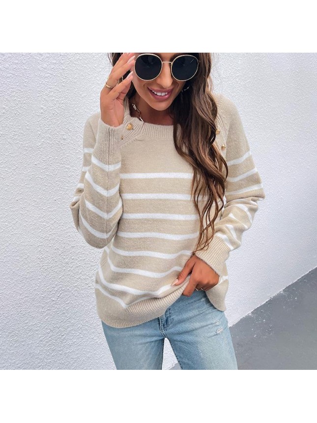 Striped shoulder sweater fashion outfits