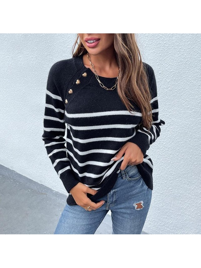 Striped shoulder sweater fashion outfits
