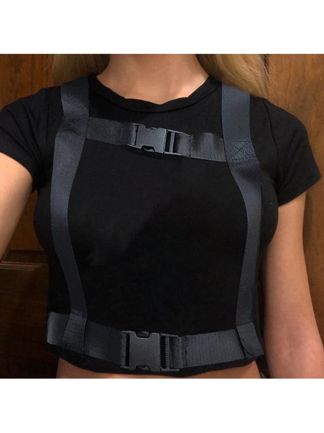 Irregular school bag deducted umbilical short T shirt
