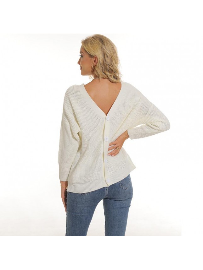 Sweater cardigan back button knit sweater fashion outfits