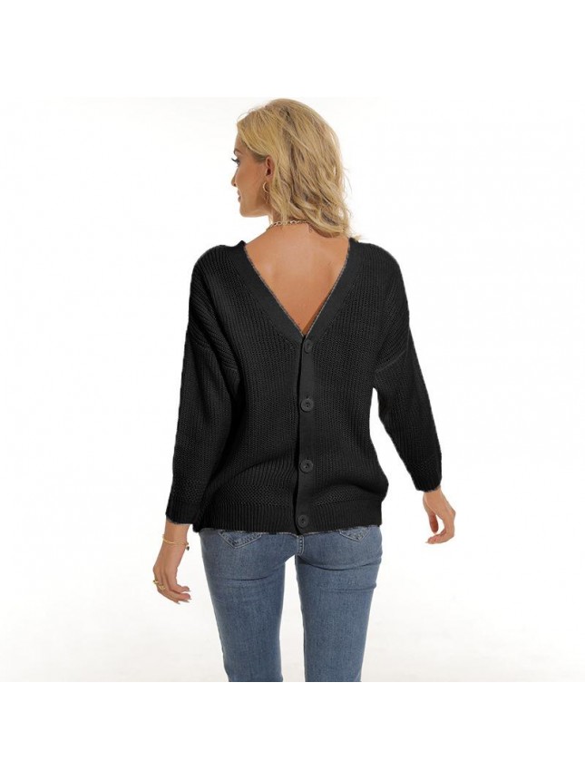 Sweater cardigan back button knit sweater fashion outfits