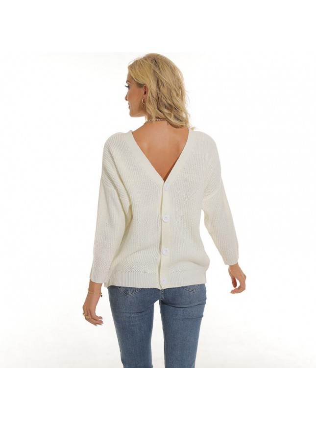Sweater cardigan back button knit sweater fashion outfits