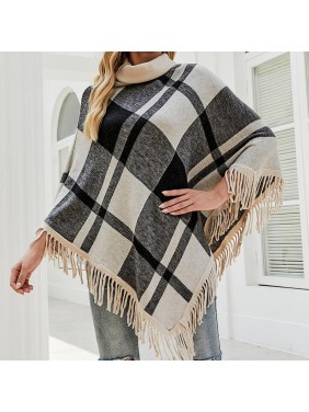 Sweater high collar flat shoulder strap loose jacket fashion outfits