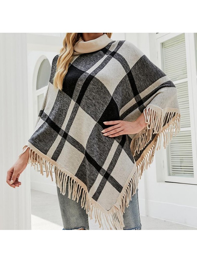 Sweater high collar flat shoulder strap loose jacket fashion outfits