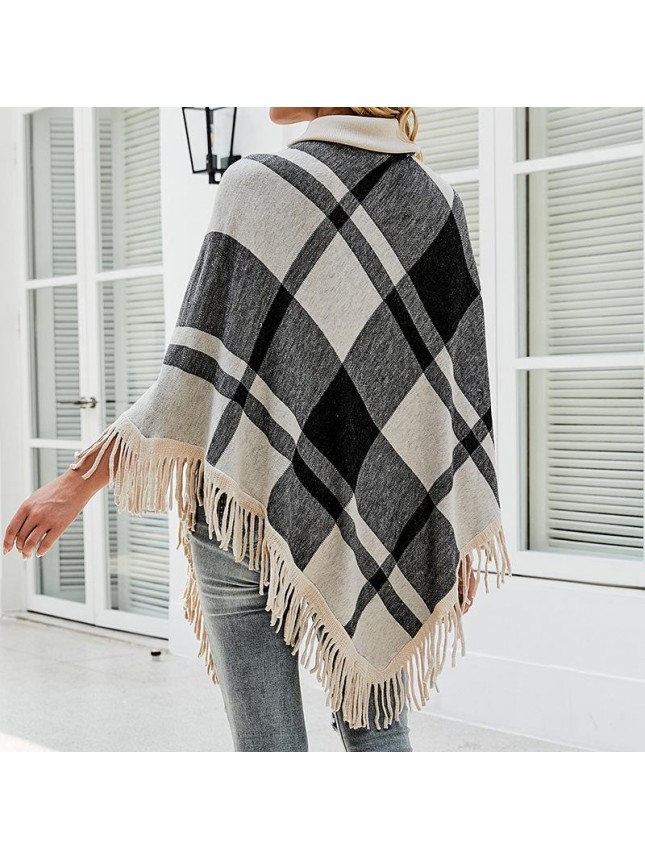 Sweater high collar flat shoulder strap loose jacket fashion outfits