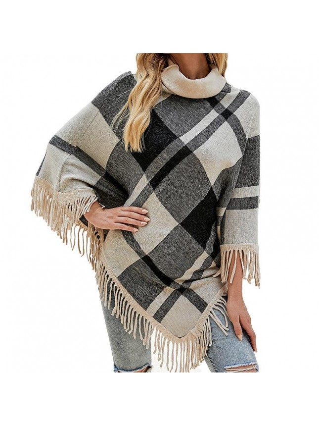 Sweater high collar flat shoulder strap loose jacket fashion outfits