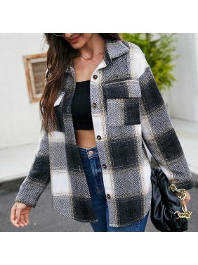 Shirt single row braid cardigan shirt stitching long sleeve jacket