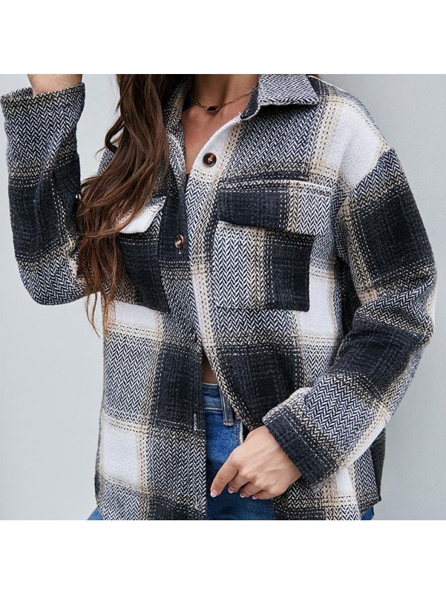 Shirt single row braid cardigan shirt stitching long sleeve jacket