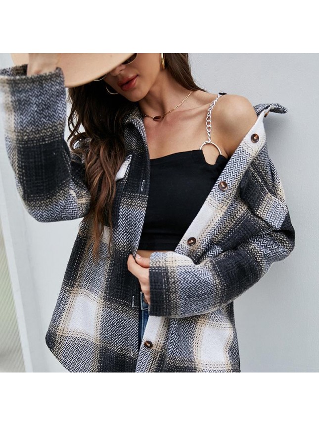 Shirt single row braid cardigan shirt stitching long sleeve jacket