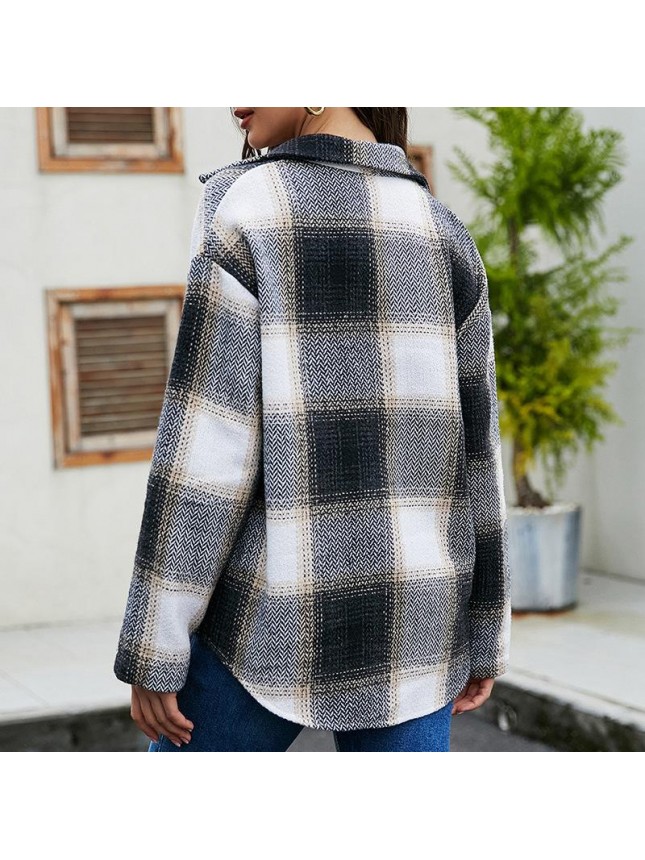 Shirt single row braid cardigan shirt stitching long sleeve jacket