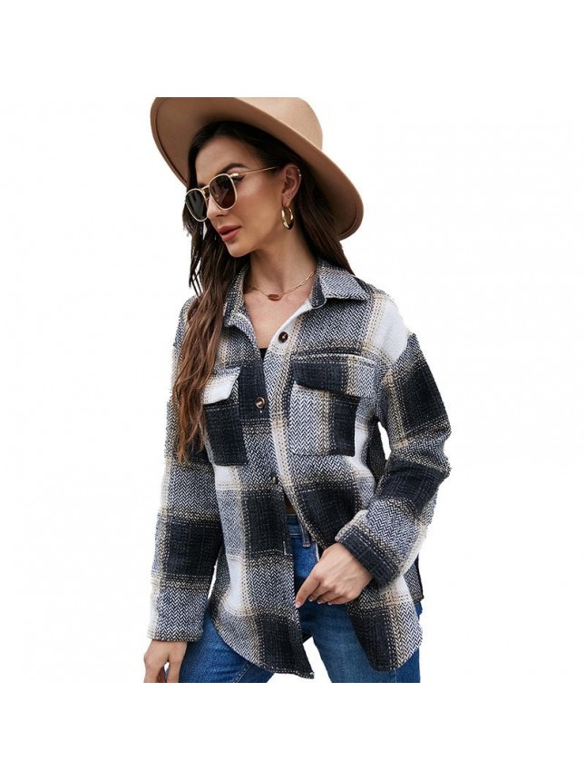 Shirt single row braid cardigan shirt stitching long sleeve jacket