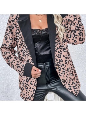 Lacked single bread leopard shirt long sleeved cardigan shirt jacket