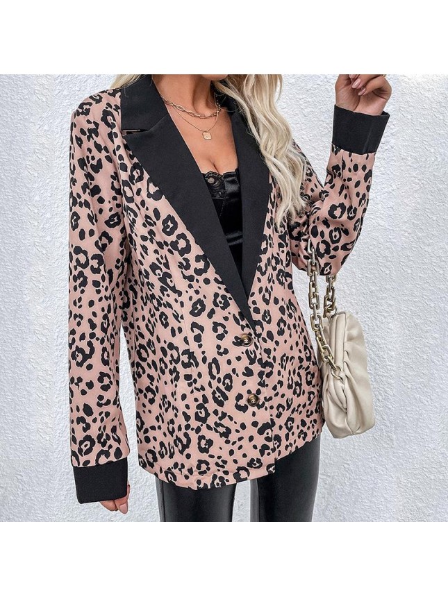 Lacked single bread leopard shirt long sleeved cardigan shirt jacket
